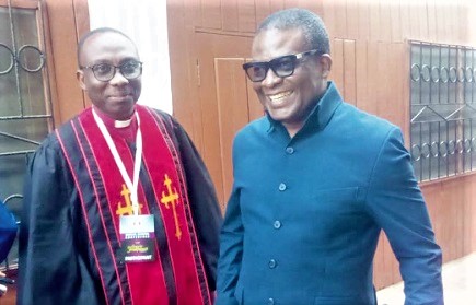 Apostle Eric Essandoh Anim Otto (left), General Overseer of The Lords Pentecostal Church International, with Rev. Francis Sey, General Overseer of the Foursquare Gospel Church International Ghana
